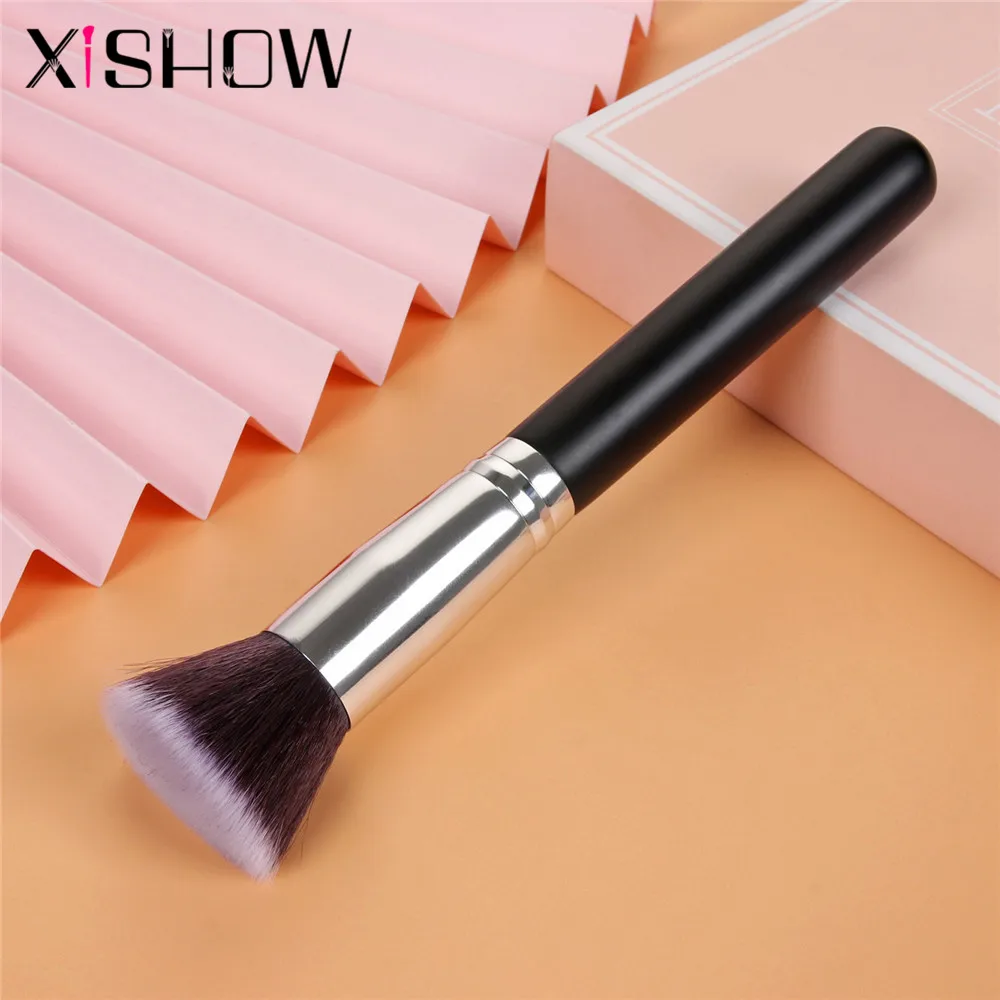 

1pc Flat-Tip Foundation Brush Women's Cosmetics Tool Beauty XISHOW Brushes for Makeup Highlighter Powder Brush Wooden Handle