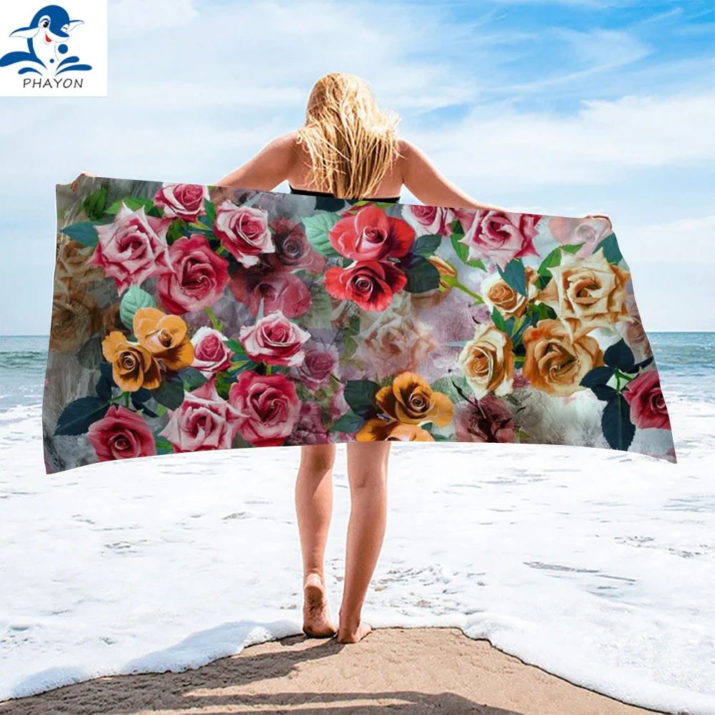 

Роскошное банное полотенце PHAYON с цветочным рисунком, Большое пляжное полотенце из микрофибры для ванной, мягкое полотенце для душа, цветное...