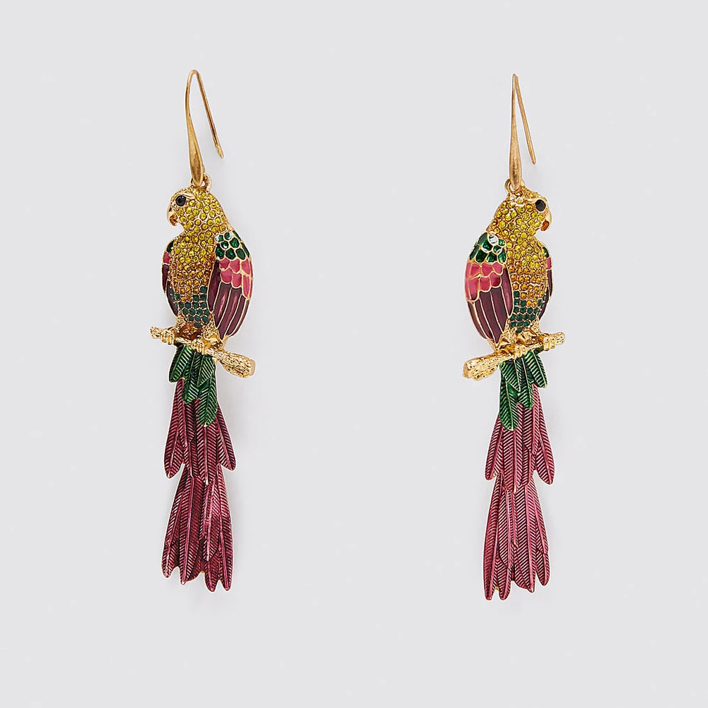 Женские длинные серьги кисточки ZA Boho Bird разноцветные висячие с натуральным