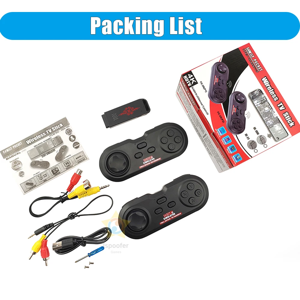 

TV Video 16Bit MINI USB Wireless Handheld Game Console Controller Built In 2000 Classic Games Stick Support AV Output TwoPlayer