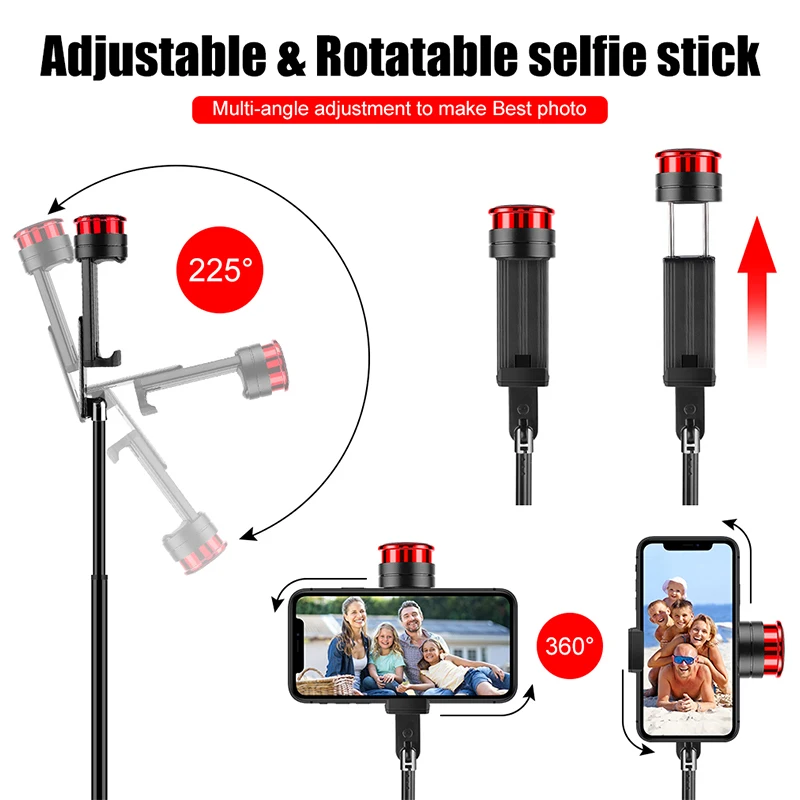 Cafele Wireless Bluetooth-Compable Selfie Stick Portable Tripod For Mobile Phone Handheld Extendable iPhone | Электроника
