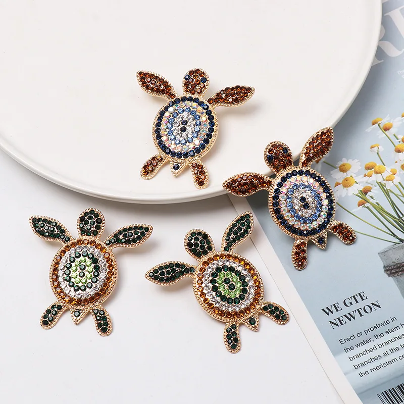 

Fashion Lovely Punk Rhinestone Crystal Turtle Drop Earrings for Women New Dangle Statement Earrings Wholesale Jewelry