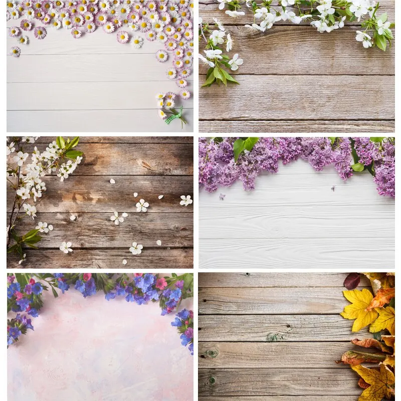 

Vinyl Custom Photography Backdrops Props Flower Wood Planks Photo Studio Background 201104MB -02