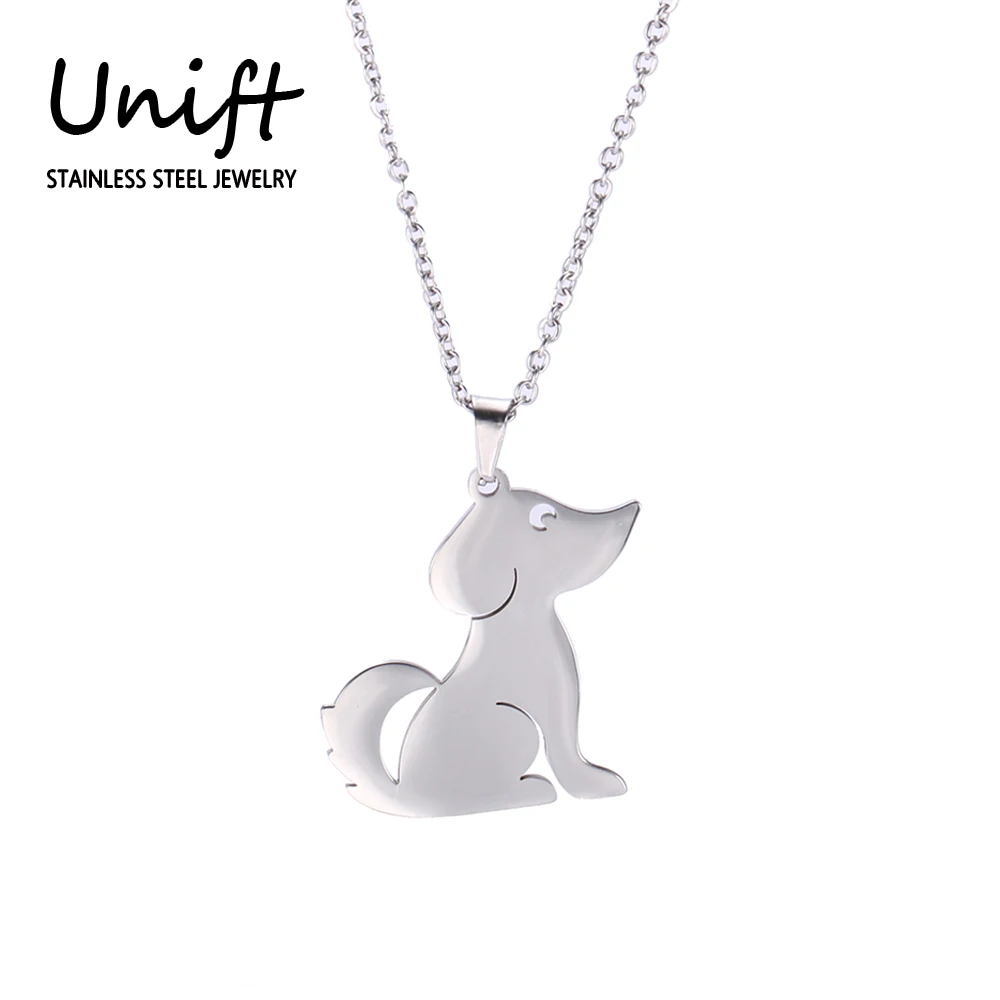 Ожерелье Unift с подвеской в виде собаки щенка из нержавеющей стали | Украшения и