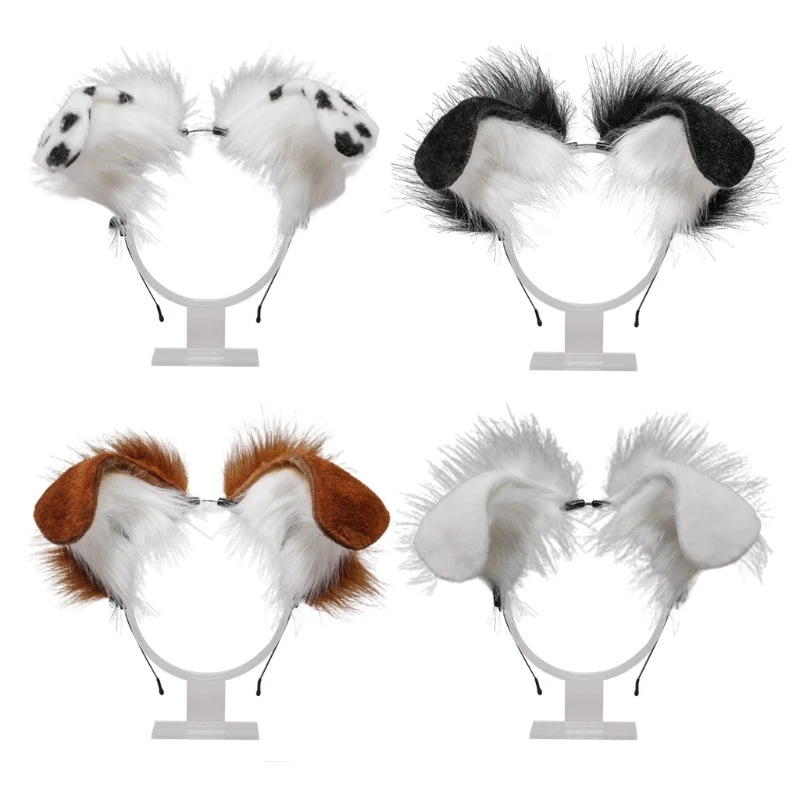 Diadema de pelo de felpa con orejas de perro, gorros hechos a mano, accesorios para fiesta de Cosplay
