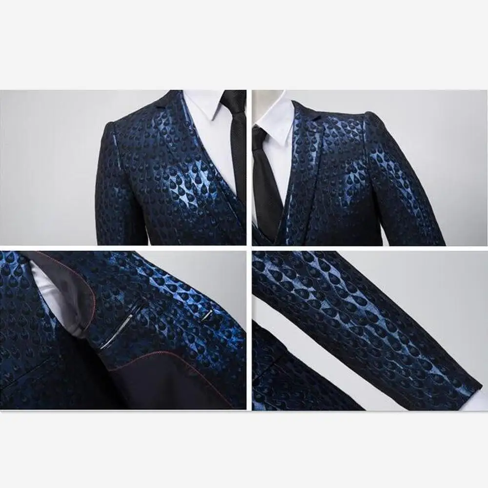 

Mens Shiny Gold Coated Metallic Suits Sets Men Slim Fit Night Club 3 Piece Suit ( Jacket+Vest+Pants) Perform Stage Costumes