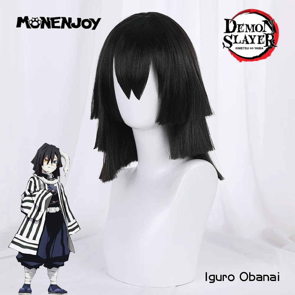 

Monenjoy Demon Slayer Iguro Obanai Cosplay Wig Black Triple layered hairstyle Cos Hair