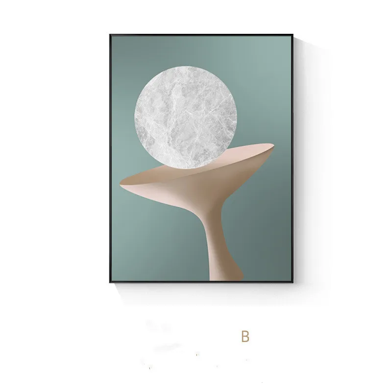 

Living Room Decorative Painting Abstract Art Sofa Background Wall Art Nordic Style Geometric Three-dimensional Dining Room Mural