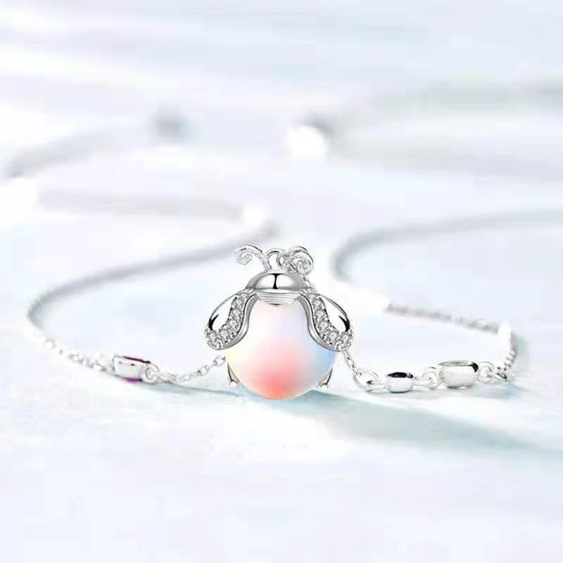 Женские S925 Серебряное ожерелье и принтом Божья коровка серия классических