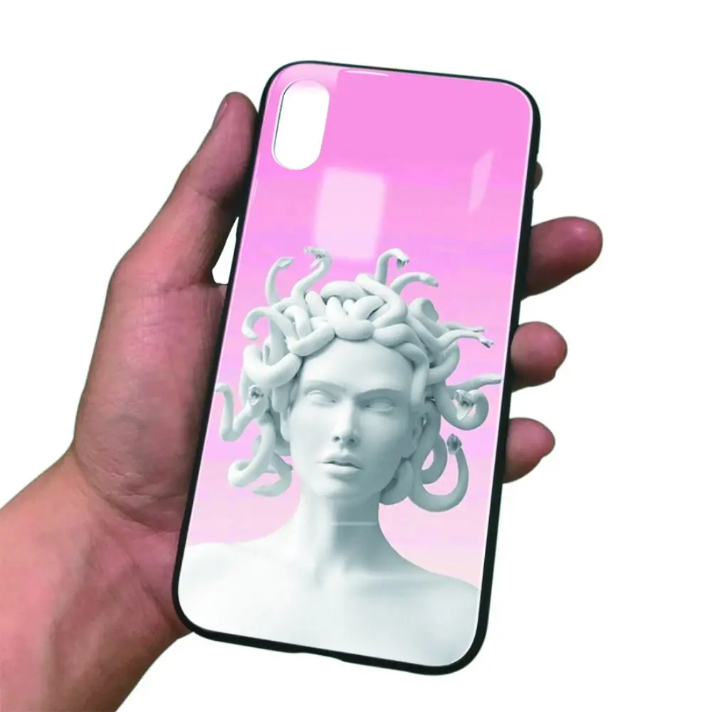 OUTMIX Медуза горгон эстетика статуя закаленное стекло Мягкий силиконовый чехол