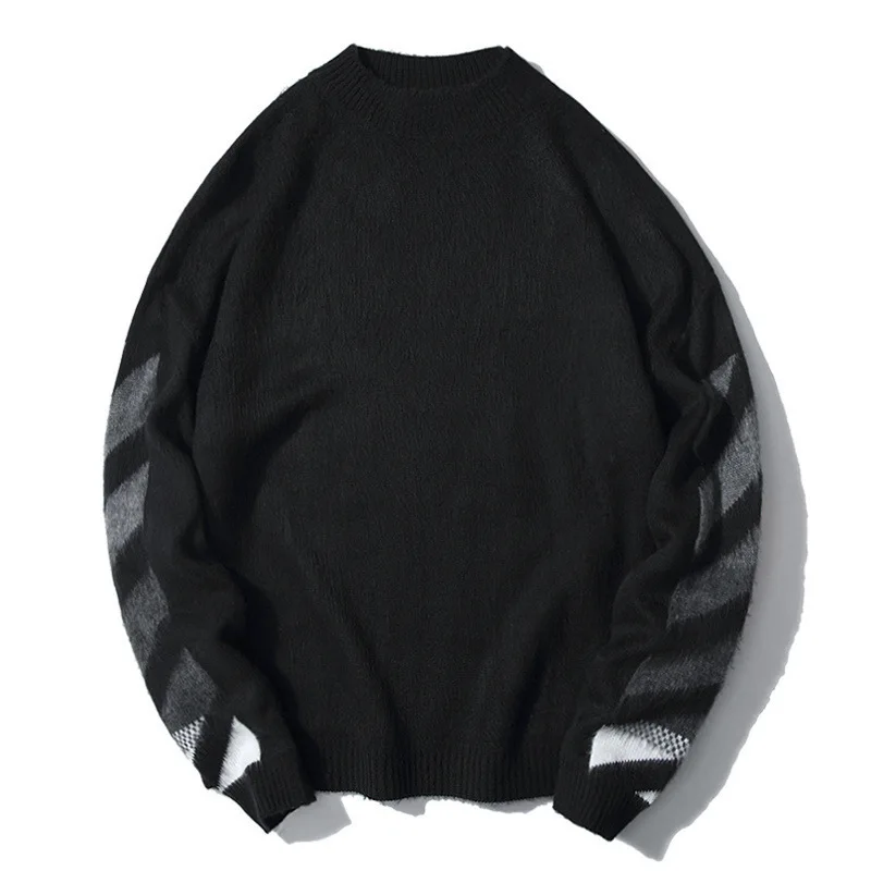 

Autumn new high edition ow fashion brand back arrow printed woolen sweater men's and women's