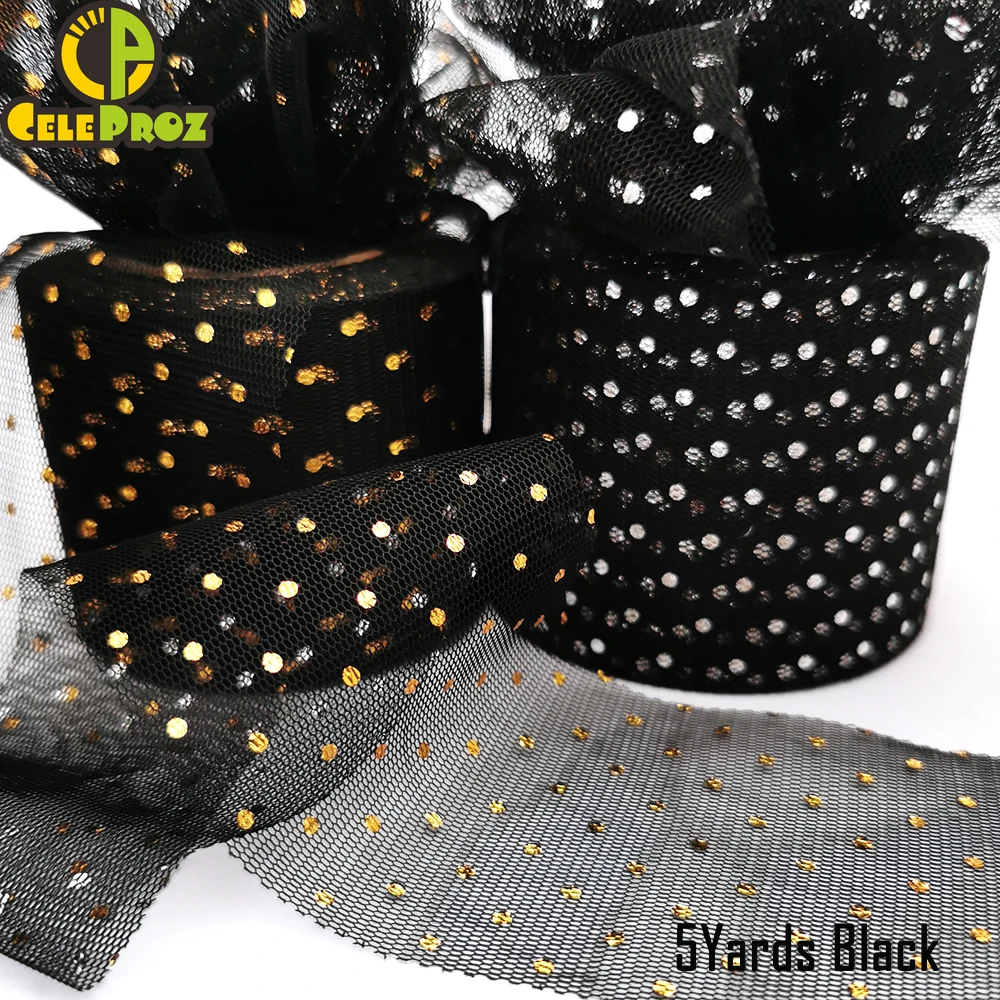 6 см 5 ярдов Блестящий тюль в горошек конфетти сетка рулон мягкий лента выпечки