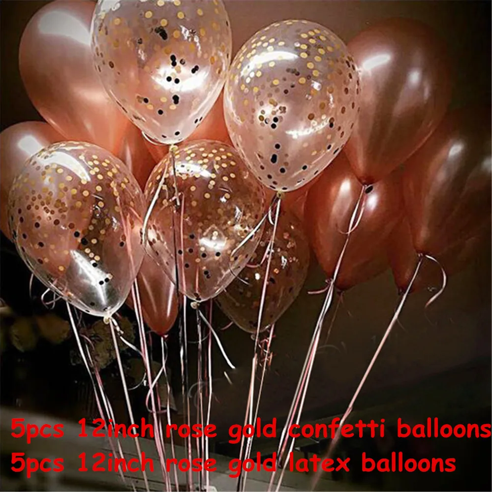 10pcs as the picture 10 шт. розовые и золотые воздушные шары набор конфетти хром шар День рождения деко вечерние украшения свадебные юбилей глобалы металлик - Цвет: 10pcs as the picture