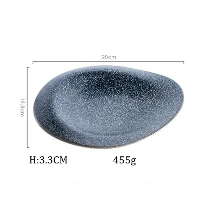 20 CM Plate NIMITIME1 шт., японский стиль, керамическая Ретро миска для салата из риса с камнем, тарелка для фруктов, тарелка для суши, десертный ужин, домашняя посуда - Цвет: 20 CM Plate