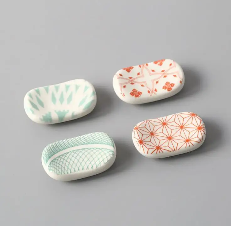 

Japanese Chopstick Holder Rectangle Ceramic Chopstick Rest Colorful Pillow Chopsticks Holder Cute Flatware Stand SN1129