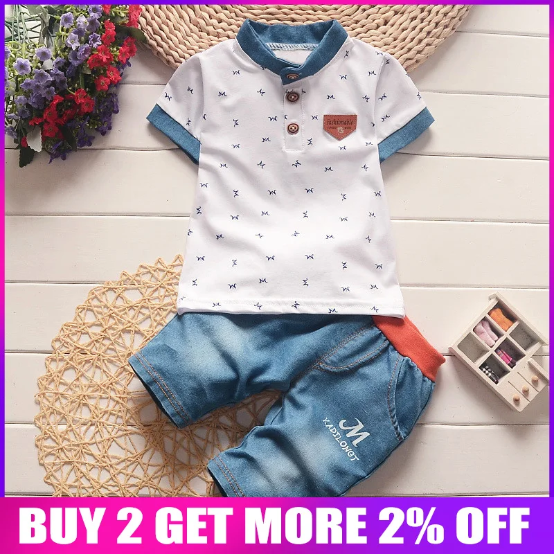 Повседневный комплект одежды для маленьких мальчиков летняя Модная хлопковая