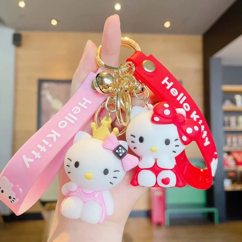 2PC Hello Kitty Mini Coin Purse Headphone Bag Portable KeyRing Key Chains Gift