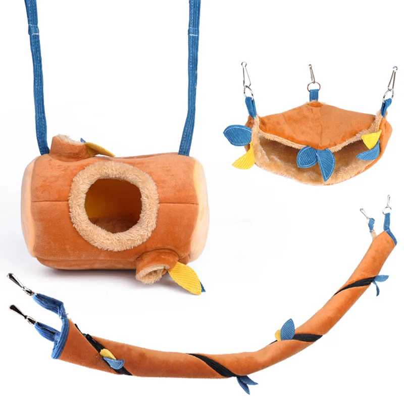 

3PCS Hamster Hammock Cage Swing Set Small Pet Plush Toy Ferret Nest Forest Soft Toys Warm House Cage Accessories Birds Playing