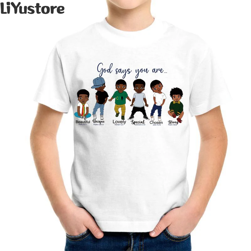 

God Says You Are Black Boys And Girls Clothes Children's T-shirt Printed Pattern Clothes Fashion Boys Short Sleeved Top T-shirt