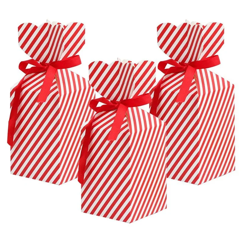 

50 шт. коробка для конфет с 50 веревками, рождественские подарочные коробки для тортов, праздничные бумажные пакеты для упаковки десертов и пе...