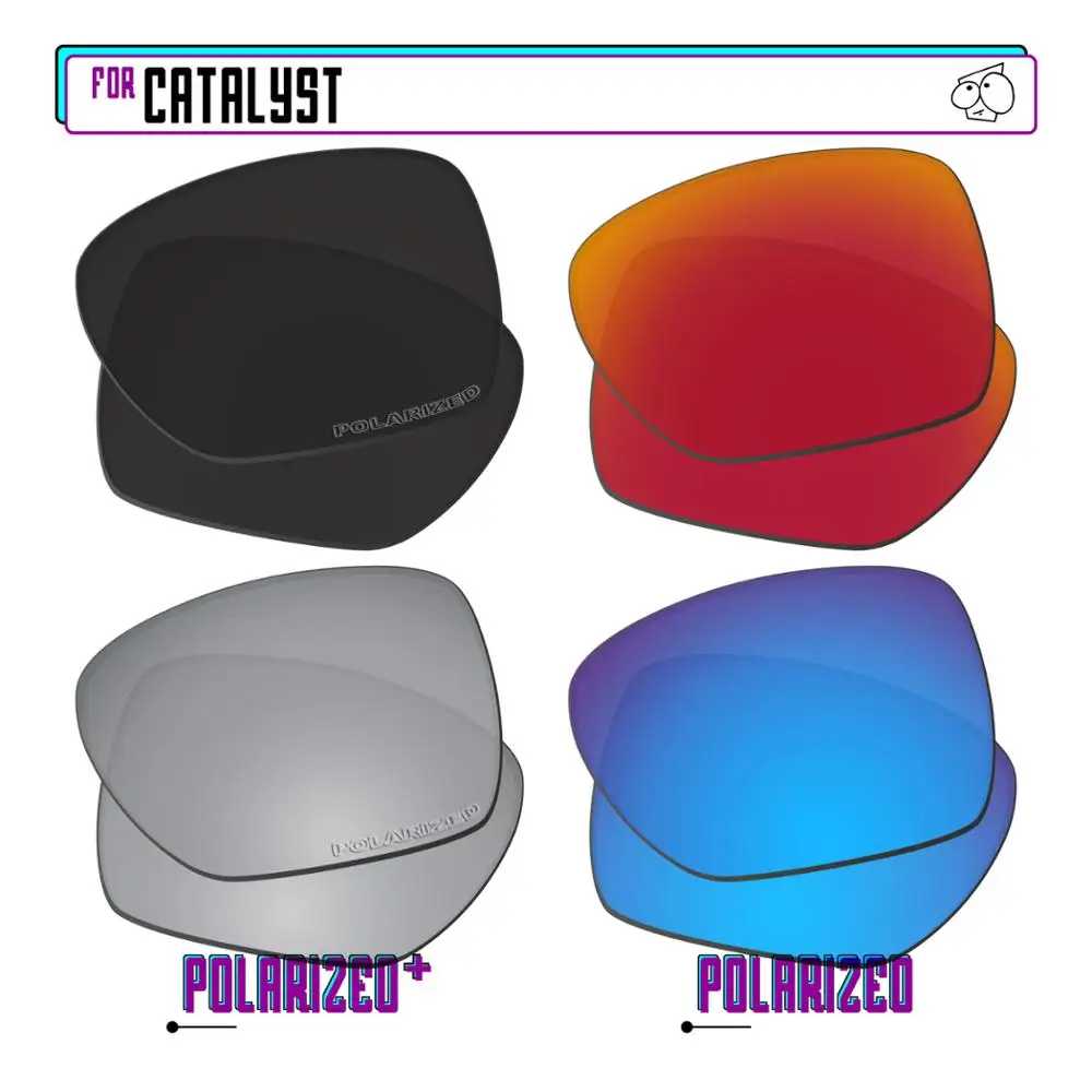 EZReplace Polarized Replacement Lenses for - Oakley Catalyst Sunglasses - BkSrP Plus-RedBlueP
