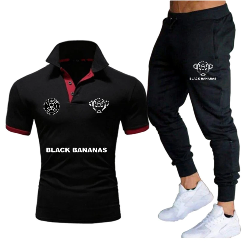 

Men's Polo Set T Shirt Polo Shirts Short Sleeve Two Piece Men's Sets Pants And Tops Casual Business Print Polo Suit S-3XL