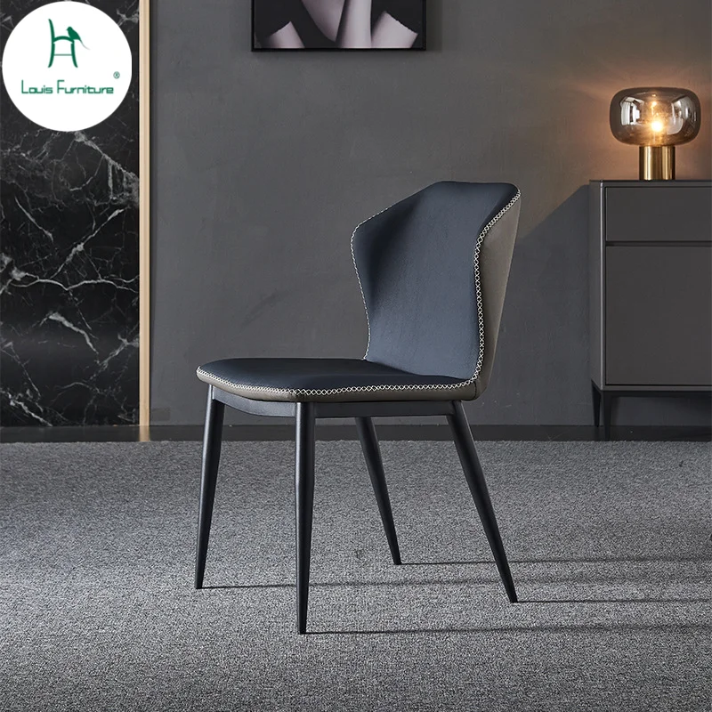 

Современный простой и креативный обеденный стул Louis fashion из углеродистой стали и кожи