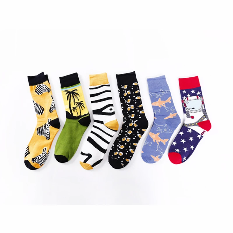 1 пара забавных носков унисекс хлопковые носки с принтом счастливого мультяшного