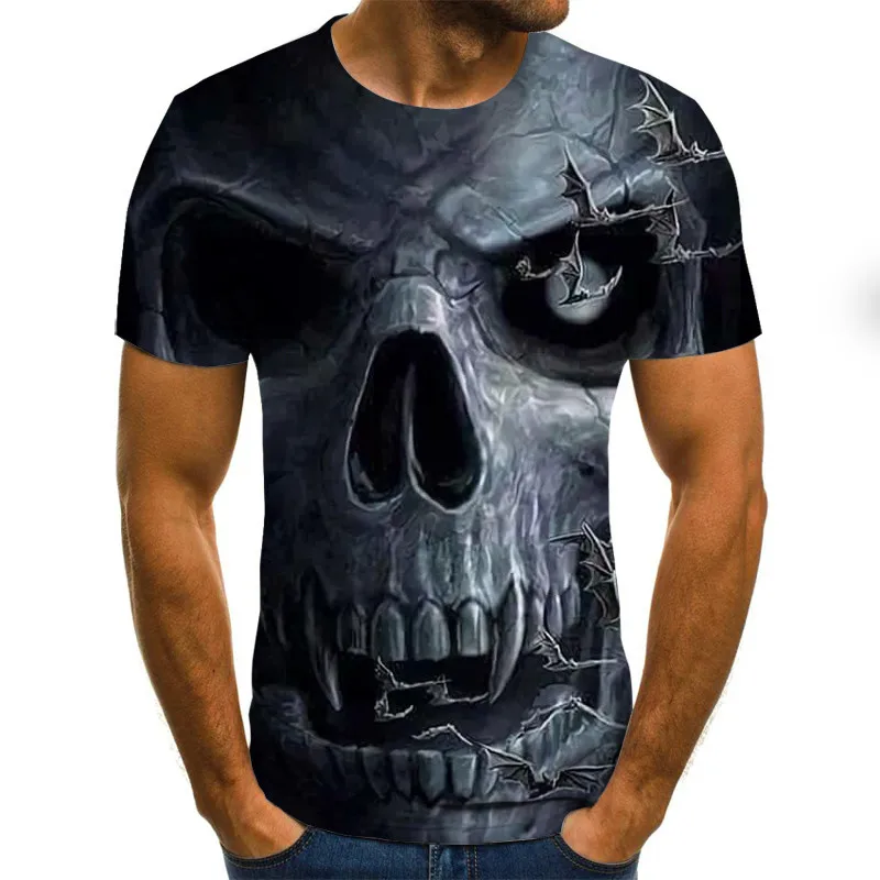 

Summer Men's Clothing Skull Print T-shirt Horror Harajuku 3D Printing Casual Breathable Oversized T-shirt New 2020