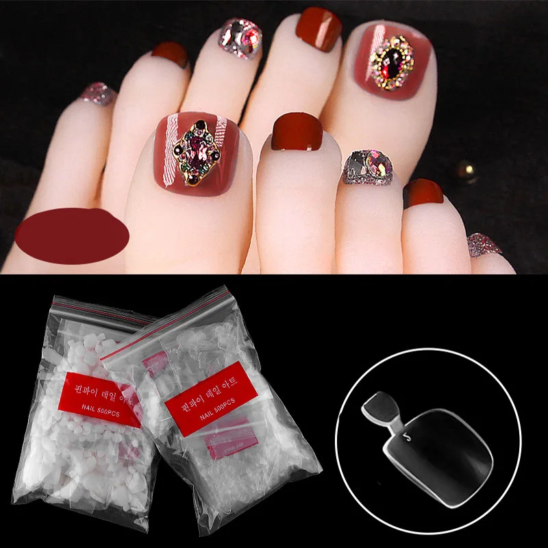 

500 шт., прозрачные патчи для ногтей, 10 размеров