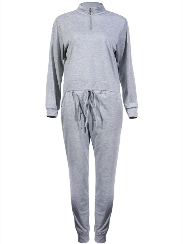 

Women 2 Piece Set Outfits Fashion Zippers Hooded Top & Casual Pant Sets Sportswear Two Piece Set Femme Solid Homewear Tracksuit