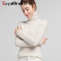 suyadream women pullover 100%cashmere sweater for women computer knits 2020 fall winter turtleneck sweaters bottoming knitwear