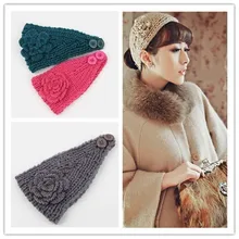 Diadema de flores de Camelia para mujer, accesorios para el cabello populares de Europa y América, cabeza de lana hecha a mano Simple y amplia, 24 colores (4)