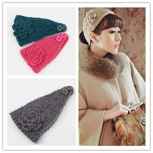 Женский ободок с цветком камелии, 24 цвета, популярные аксессуары для волос в европейском и американском стиле, простой и щедрый шерстяной ободок ручной работы