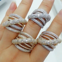 godki luxury crossover design bold statement rings with zirconia stones 2020 women engagement party jewelry high quality