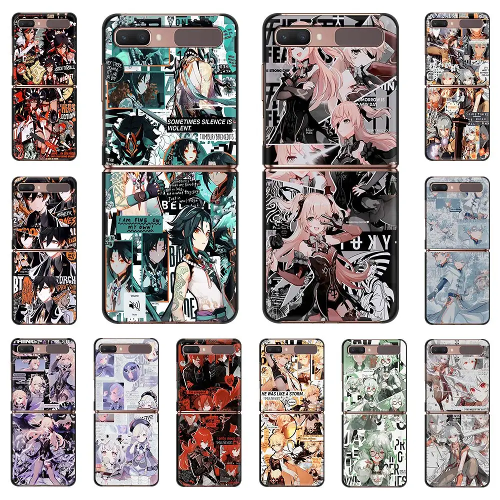 

Phone Case For Samsung Galaxy Z Flip Fold Hard PC Cover For Galaxy ZFlip 5G Mobile Bag Back Shell Genshin Impact top Games