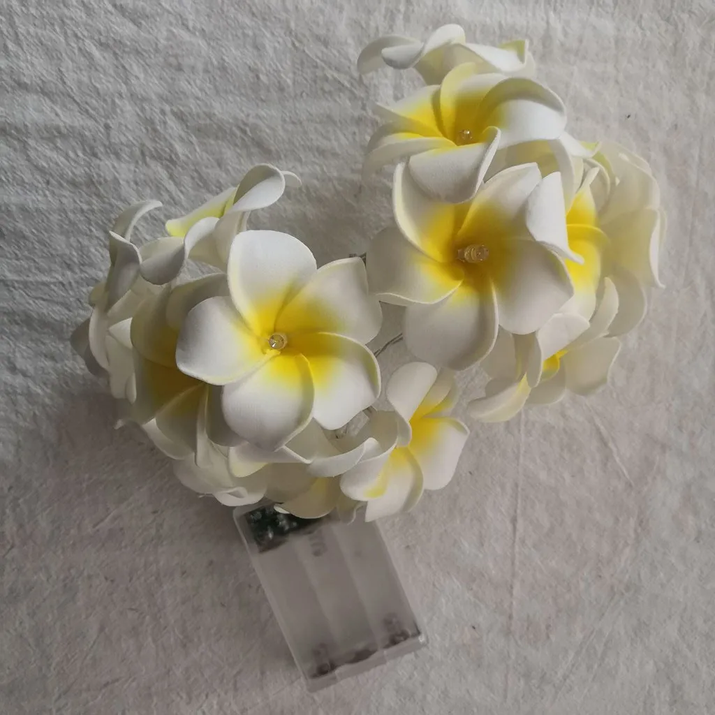 Винтаж Frangipani Светодиодная лампа в форме цветка строка Батарея дома вечерние
