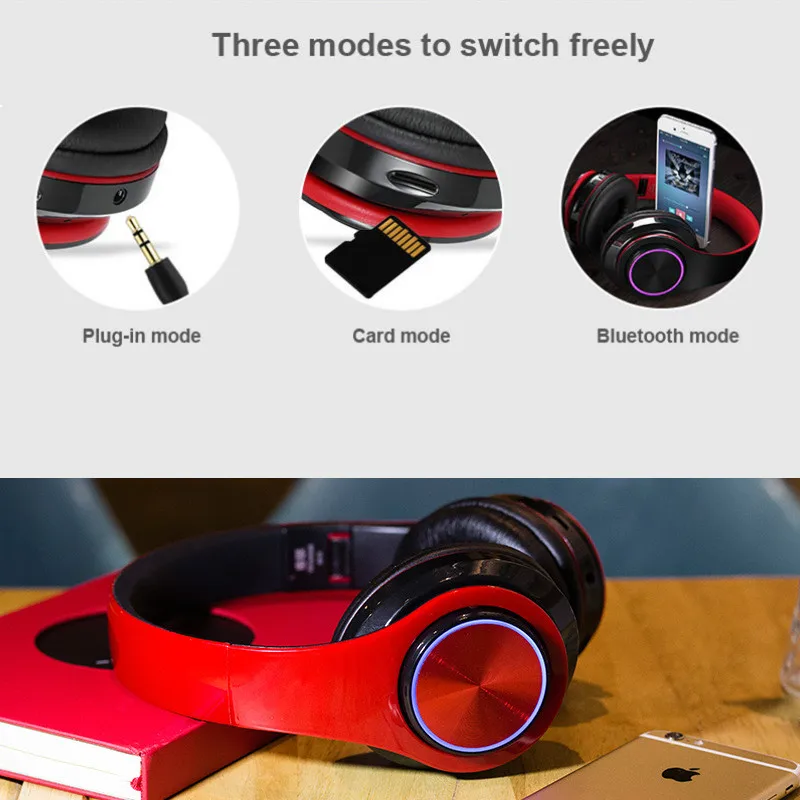 ZROD Bluetooth гарнитура складные регулируемые беспроводные наушники светодиодный