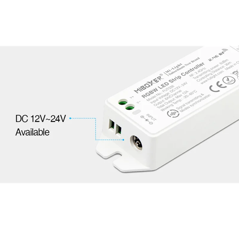 Miboxer FUT038M ( FUT038 модернизированный) 2 4 GHz зоны RGB/RGBW/диммер RGBWW DC12V ~ 24V Светодиодный