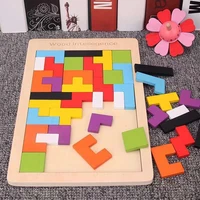 wooden russia square baby 3 5 9 a year of age early childhood educational color game building blocks desktop casual toy
