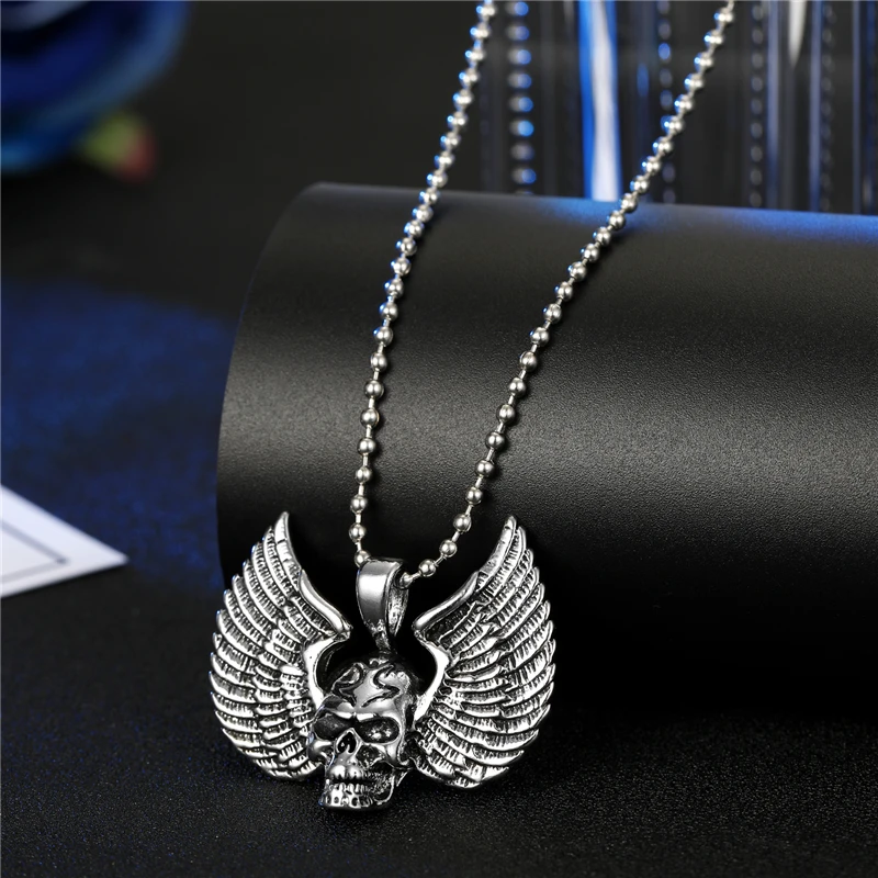 1PC Punk Bull Head Dragon Snake Skull Wing Beads Chains Necklaces Women Men Jewelry Fashion Animal Cross Pendant Necklace N795 | Украшения