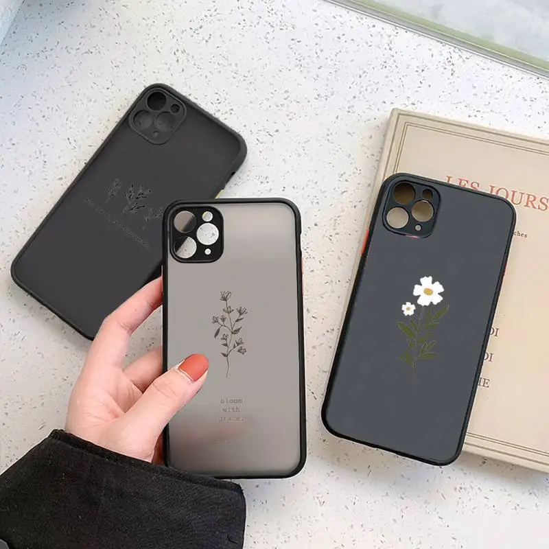 

Great Aesthetic Flower art Phone Case For iphone 12 11 7 8 plus mini x xs xr pro max matte transparent cover
