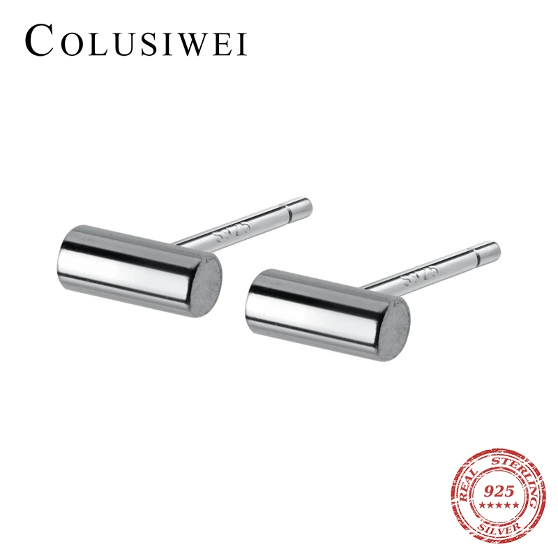 

Coluisiwei Hot Sale 925 Sterling Silver Simple Geometric Cylinder Stud Earrings for Women Fashion Korea Style Earrings Jewelry