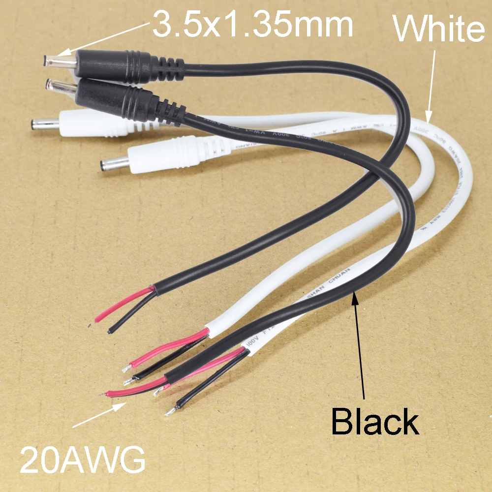 1 шт. 20 см 20AWG питание постоянного тока 3 5x1 35 мм штекер 2 контактный провод сделай