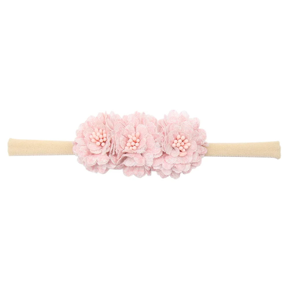 31 IBOWS Hair Accessories Lovely Baby Headband Fake Flower Nylon Hair Bands For Kids Artificial Floral Elastic Head Bands Headwear - Цвет: 31
