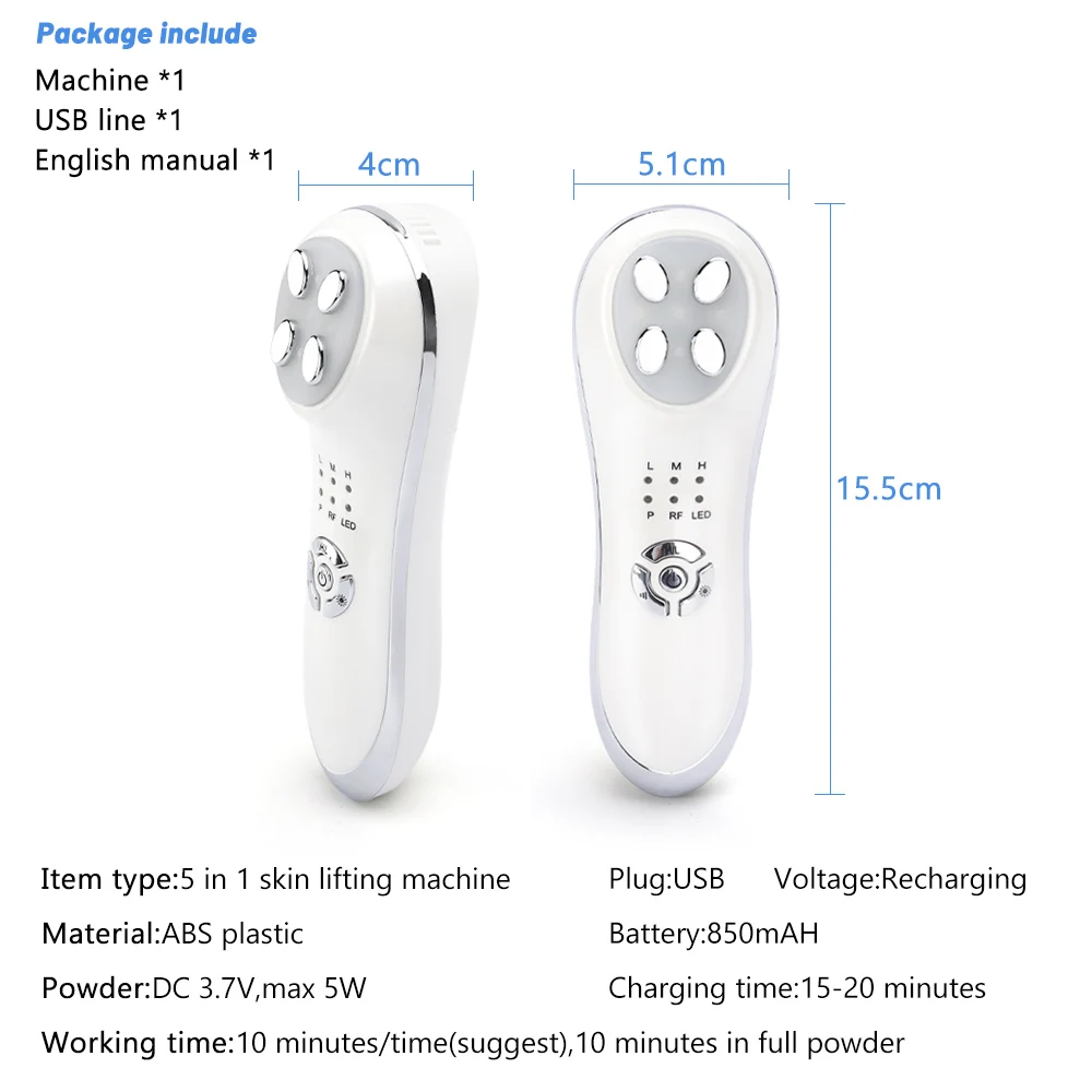 5 в 1 светодиодный радиочастотный фотонный терапевтический прибор для подтяжки