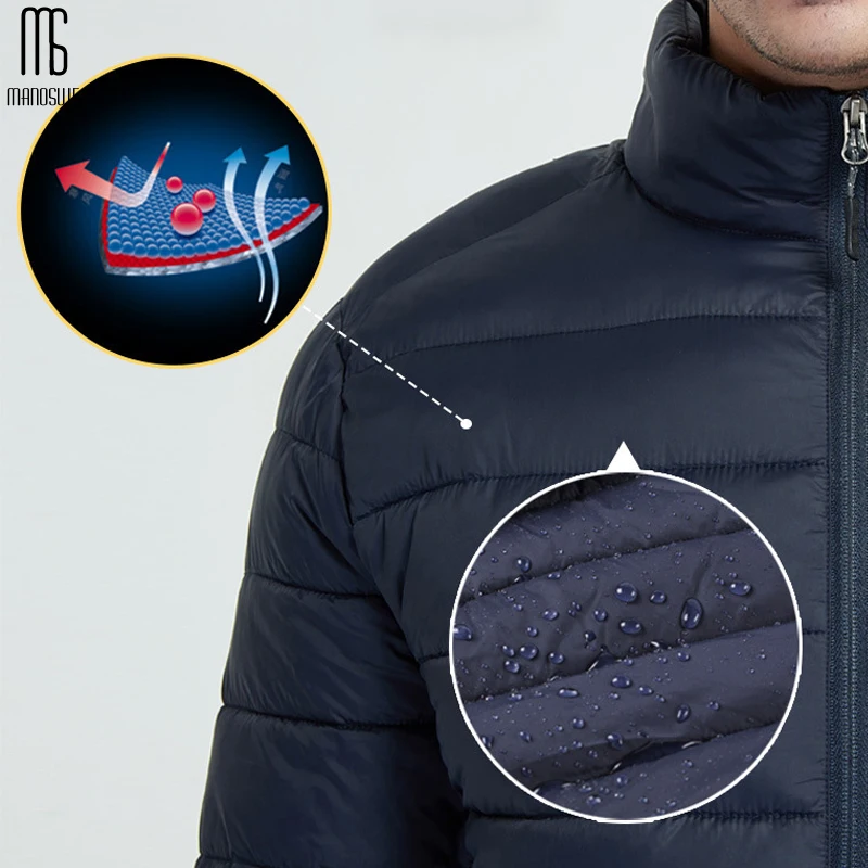 Мужской тонкий пуховик Manoswe хлопковый Повседневный теплый на молнии с капюшоном
