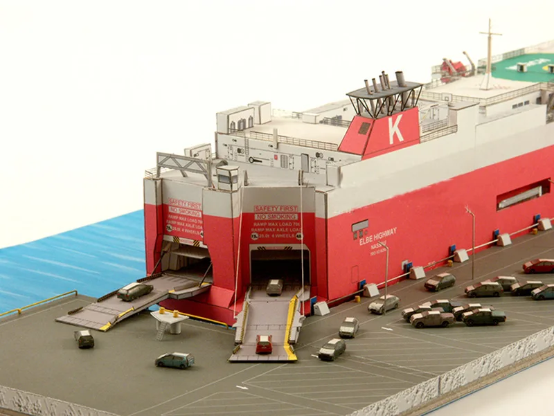 3D модель корабля 1:400 бумажная Bahamian Elbe Highway Ro под давлением сделай сам ручная