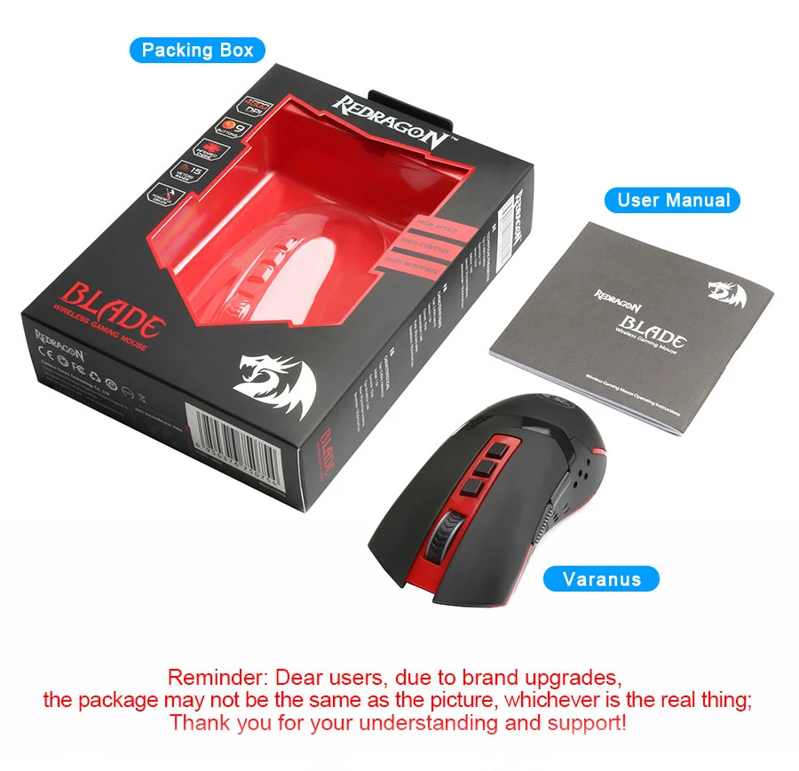 Redragon Blade M692 USB Беспроводная программируемая игровая мышь 4800 dpi 9 Кнопок эргономичная для overwatch геймерские мыши ноутбук компьютер