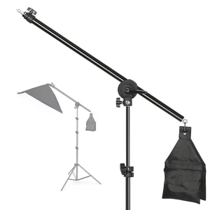 photo studio adjustable cantilever stand cross arm with sand bag pivot clamp use for light stand accessories extension rod 135cm free global shipping